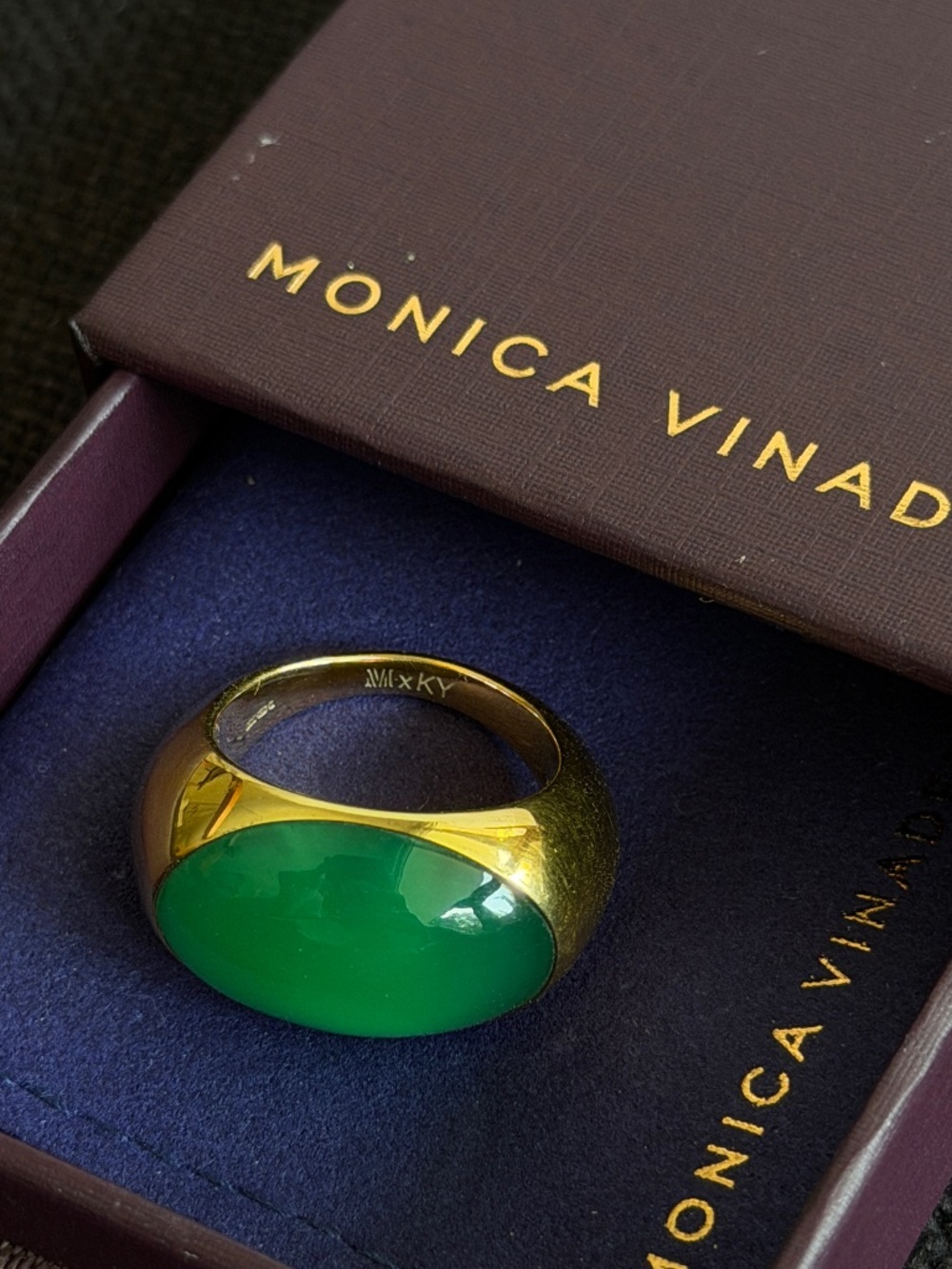 Monica Vinader Kate Young Green Gemstone Statement Ring